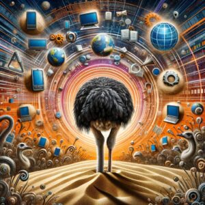 Enhanced abstract visualization of willful ignorance with an ostrich metaphor.