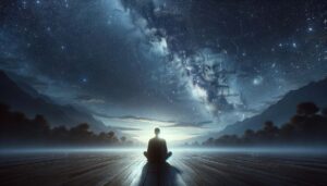 image of someone gazing at a star-filled sky, reflecting the awe and vastness of this journey